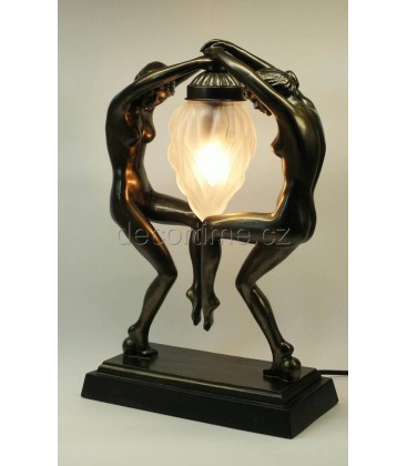 Secesní lampička - dvě tanečnice držící světlo